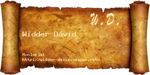 Widder Dávid névjegykártya
